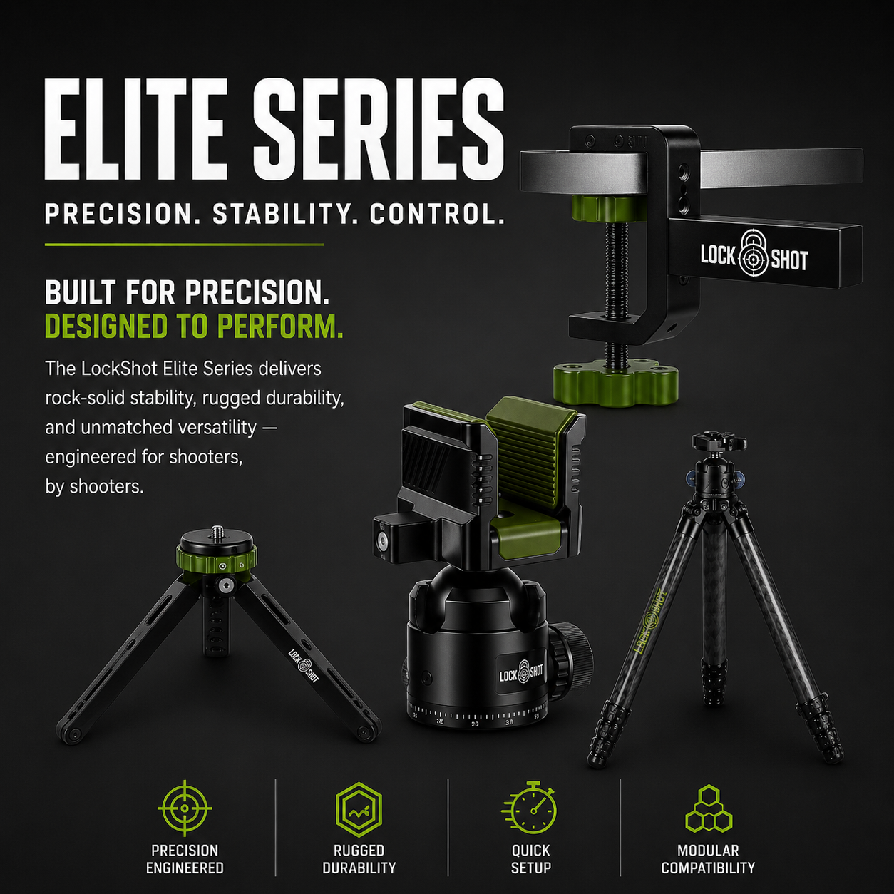 LockShot Elite Series complete hunting shooting rest system