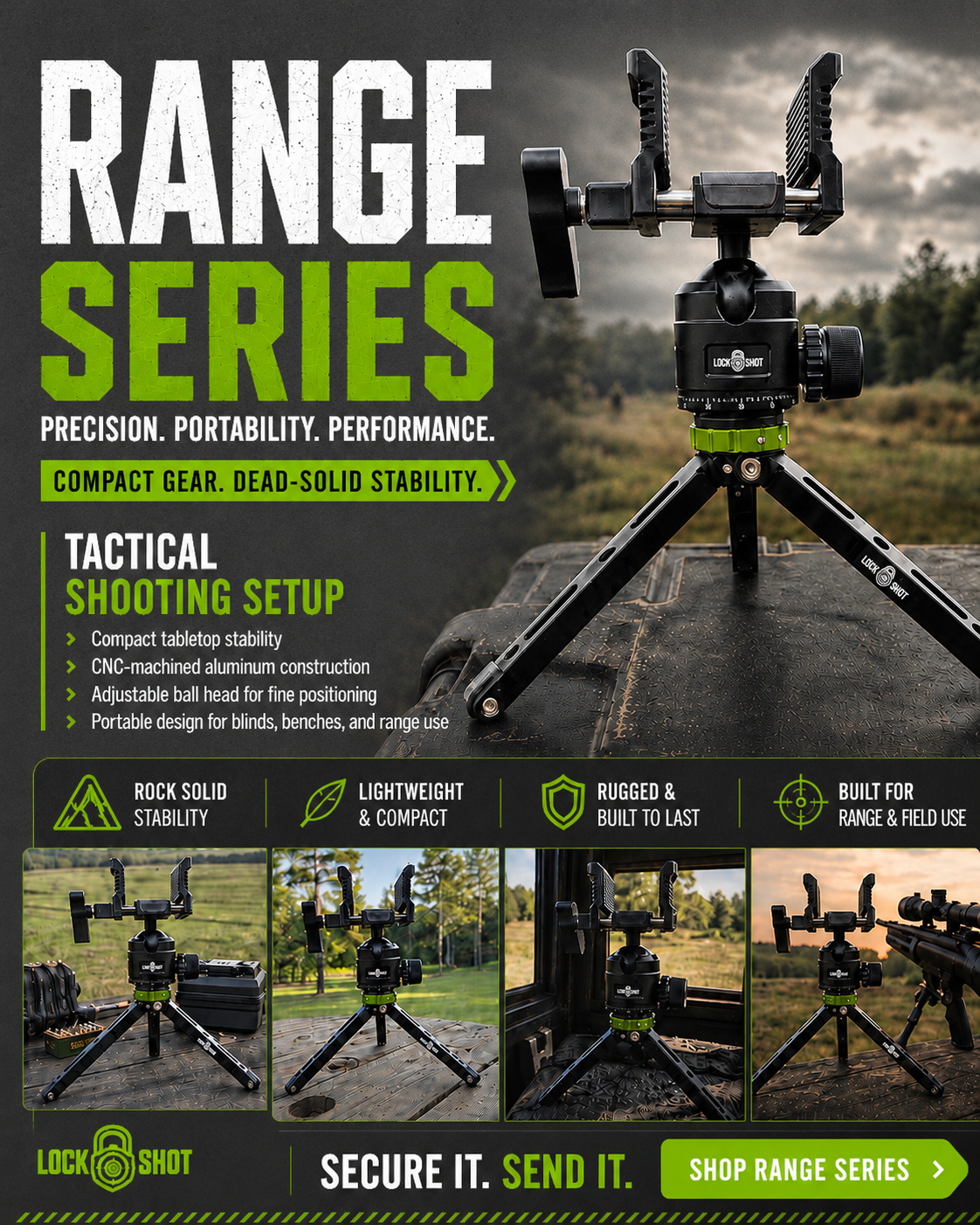 LockShot Range Series - Precision Shooting Rest for Range & Sighting-In